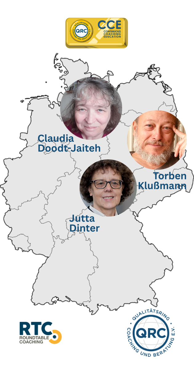 Fotos von den Mitgliedern des CCE-Teams auf einer Deutschlandkarte